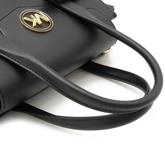 Michael Kors Carmen Medium Black Gold Saffiano Leather Satchel Bag NWT - Picture 4 of 10